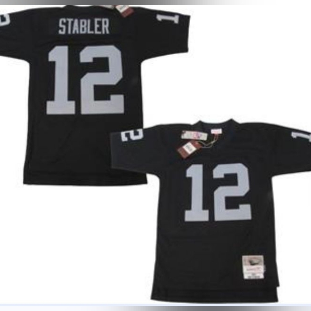Mitchell & Ness 1976 Ken Stabler #12 Raiders Short Sleeve Shirt.